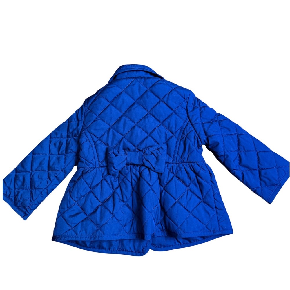 Janie and Jack Navy Blue Quilted Barn Jacket Peplum Bow Back 6-12 Months - Picture 3 of 6